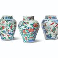 Three wucai jars, 17th century