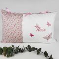 Coussin personnalisé Liberty Eloïse rose , prénom , papillons