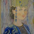 jeune et jolie femme russe: Peinture acrylique sur toile dimensions 50cm X 70cm, réalisée au pinceau et au couteau