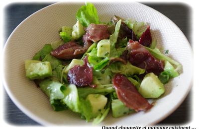 SALADE VERTE/AVOCAT ET GESIERS DE CANARD CONFITS