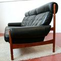 CANAPE CUIR, STYLE SCANDINAVE ANNEE 60