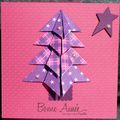 Carte de voeux girly avec sapin en origami