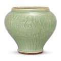 A Longquan celadon 'Floral' jar, Yuan-Early Ming dynasty