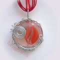 Pendentif Verre et Wire - rouge