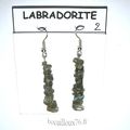 BOUCLE OREILLE LABRADORITE 2 CHIPS - CROCHET ARGENTE. 