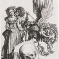 ﻿Albrecht Dürer (1471-1528), Blason avec un crâne et l’homme des bois amoureux d’une princesse, 1503