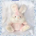 Doudou Peluche Lapin Assis Rose Et Blanc Gipsy