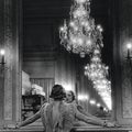 Alfred Eisenstaedt, (1898-1995) "Model Looking in the Mirror of Fashion Designer Molineux, Paris." 