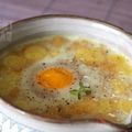 Oeuf cocotte à la crème de lentilles corail et au comté