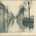 156 - L'avenue du chemin de fer et le clocher - Inondations 1910.