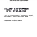 BULLETIN D'INFORMATION N° 93 DU 25.11.2018