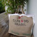 Sac de plage XXXL - Café do Brasil - toile de jute - sac familial