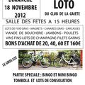 Dimanche 18 novembre : Grand loto du Club