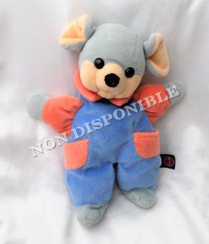 Doudou Peluche Souris Grise Bleu Et Rose Trudi