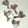 guirlande décorative contemporaine, 5 colombes: "Paix urbaine"