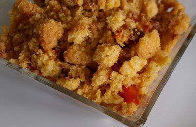 Le millassou revisité : crumble au potimarron, pomme et orange, croûte de polenta