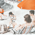 Collection ... Affiche EN FAMILLE Sur la plage / Embarquement