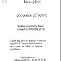 RAPPEL : CONCOURS DE BELOTE LE 13 OCTOBRE