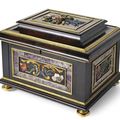 A very important Baroque ormolu mounted, marble and semi precious stones inlaid ebony casket, Florence, late 17th ct