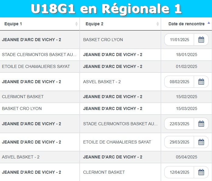 Calendriers AuRA 2ème phase