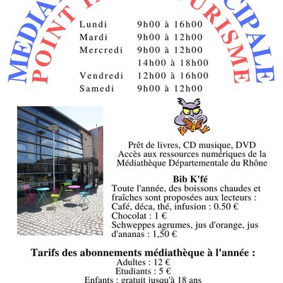 Nouveaux horaires de la Médiathèque et du Point Info Tourisme