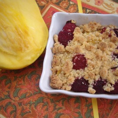 Crumble mangue et framboises