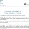 COMMUNIQUE / Le Front National progresse dans tous les cantons de Vendée! 