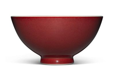 A copper-red-glazed bowl, Seal mark and period of Qianlong