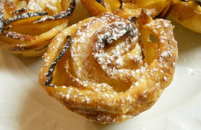 Pommes en rose feuilletée