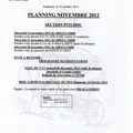 LES PLANNINGS DU MOIS DE NOVEMBRE 2012