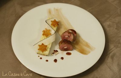 Magret de canard au miel et balsamique, écrasé de pommes de terre à la noisette et Cru-Cuit de Radis noir