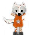 Doudou renard orange blanc gris