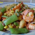 Quenelles et crevettes sautées