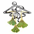 An Art Nouveau Enamel and Diamond Brooch, circa 1905