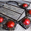 Collier "Baroque" rouge et bronze