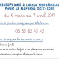 INSCRIPTIONS A L'ECOLE MATERNELLE DE SAINT LEON SUR L'ISLE - RENTREE 2017-2018