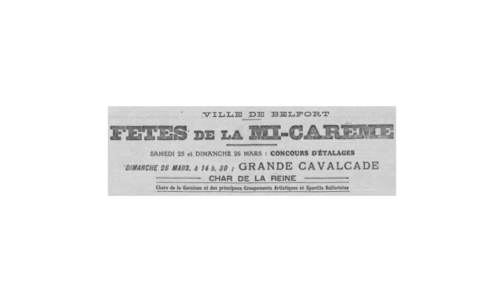 Sommaire des Fêtes de la Mi-carême 1922 à Belfort