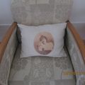 HOUSSE DE COUSSIN CHANVRE APPLICATION PORTRAIT FEMME 1900