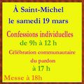Confessions et célébration du pardon le 19 mars