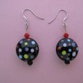 Boucles d'oreilles perles à la lampe , Swarovski (ton noir)