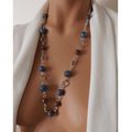 Collier de perles artisanales bleu et marron