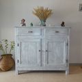 Buffet et coiffeuse gris effet blanchi