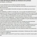 Elections présidentielles 2012: Lettre de F. Hollande