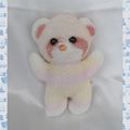 Doudou Peluche Ours Blanc Jaune Rose Vintage Pastel