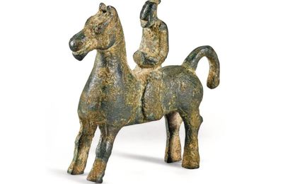 A rare small bronze equestrian group, Han dynasty (206 BC - 220 AD)