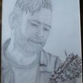 Dessin portrait acteur série: Negan & Lucille ...Walking Dead 