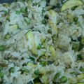 Riz poélé aux petits pois et courgette