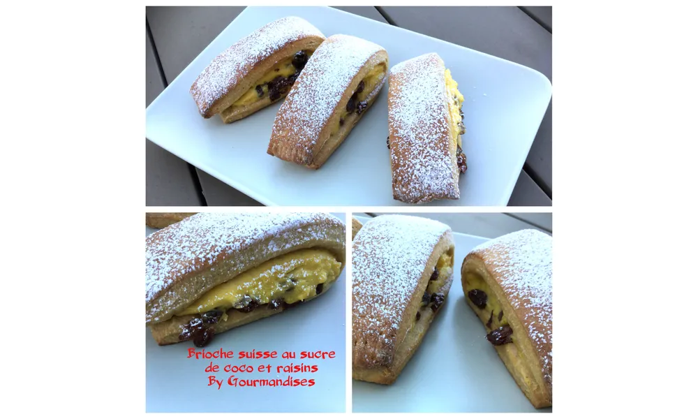 Brioche suisse au sucre de coco et aux raisins ( SANS BEURRE)