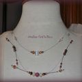 PARURE COLLIER BOUCLES D'OREILLES FIL CABLE PERLES EN VERRE