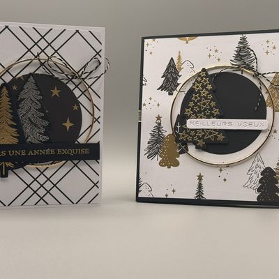 L'Élégance de Noël : Cartes et Mini Album en Noir, Blanc et Or